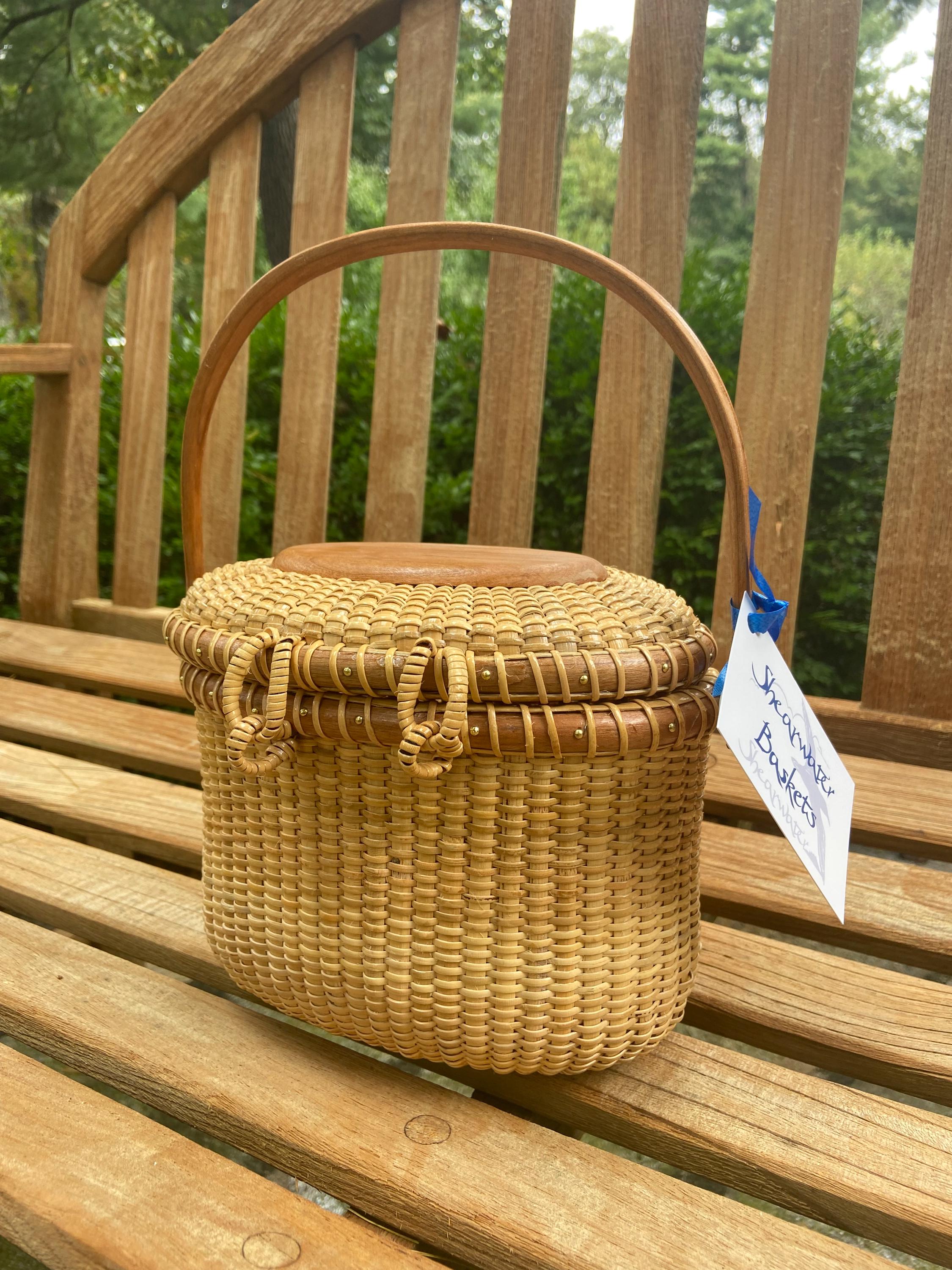 Nantucket Basket 7rdハンドル★トール・チェリー★7インチ Amazon.com: Teng Jin Open Round Nantucket Basket with