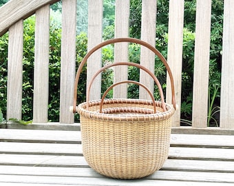 Barlow NANTUCKET BASKET With Great Schooner Portrait. Full