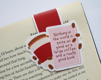Book and Coffee Quote Magnetic Bookmark - Book Accessories – Page Saver – Colourful – Page Clip - Reading Gift - Book Lover - Planner Marker