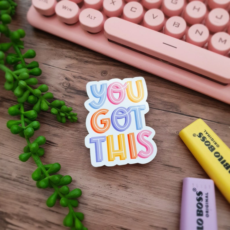 Quote Vinyl Sticker You Got This Laminated Vinyl Stickers Laptop Sticker Colourful image 1