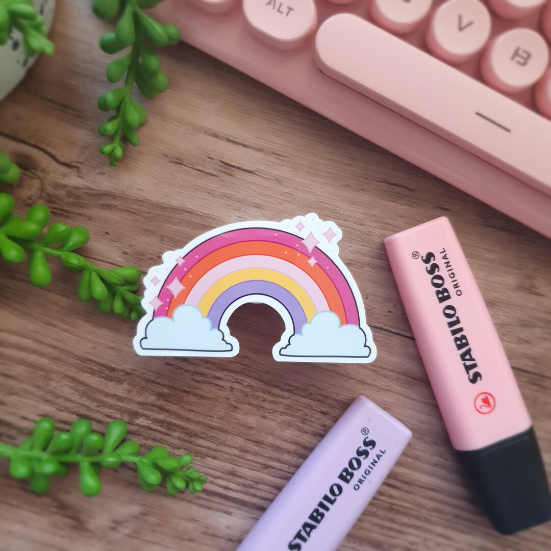 Rainbow Laminated Vinyl Sticker Laptop Sticker Water Etsy
