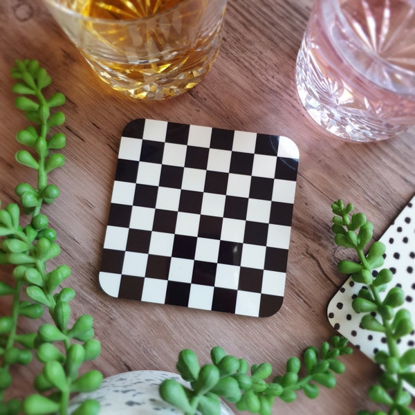 Checker Coaster – Cute Home Accessories – Home Décor – Cork Backed – Aesthetic