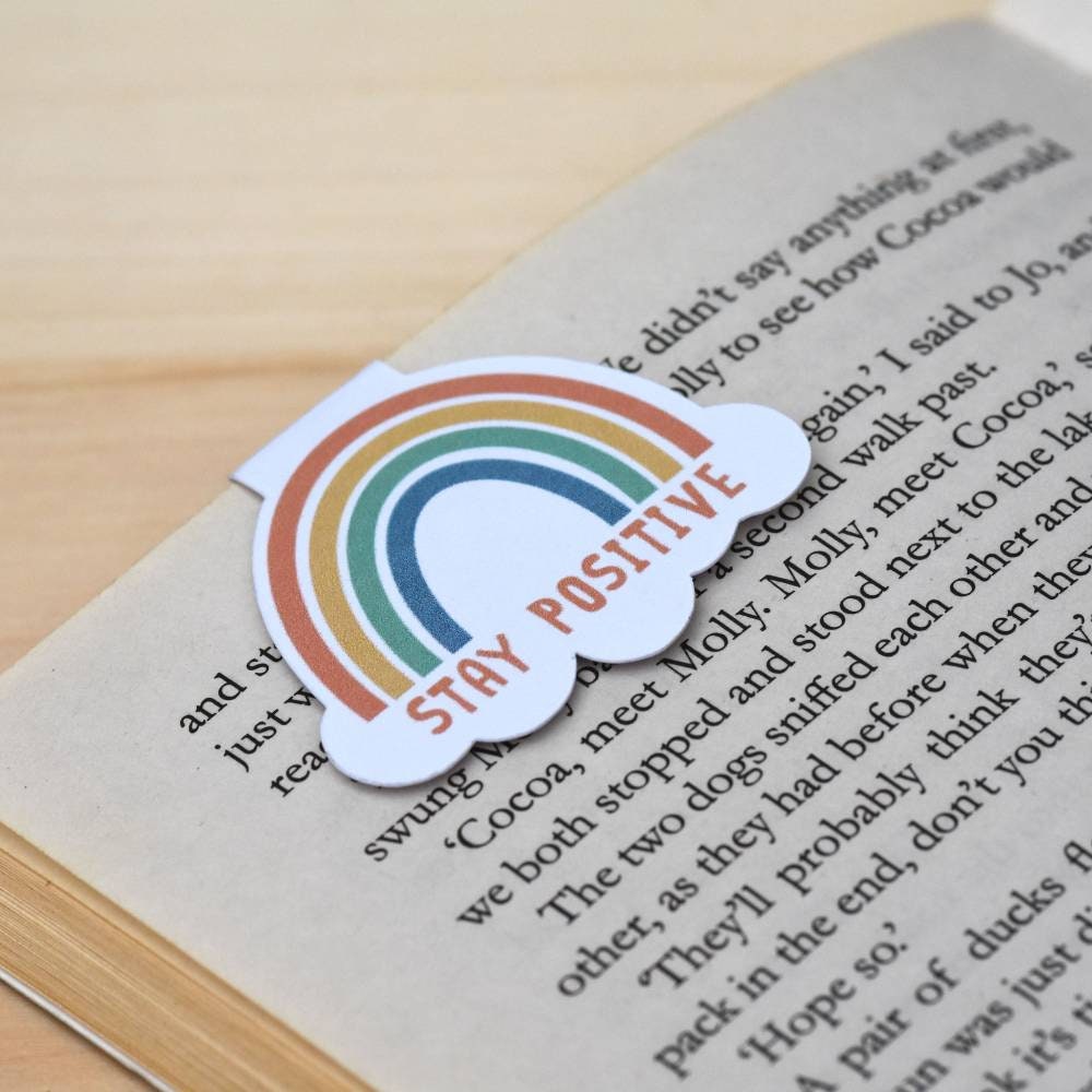 Rainbow Magnetic Bookmark | Stay Positive | Quotes | Reading Accessor…