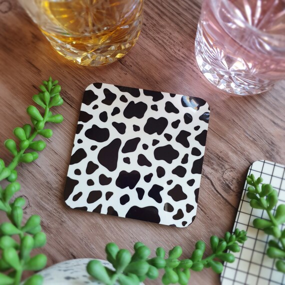 Cow Print Coaster Cute Home Accessories Home D cor Cork Backed Aesthetic