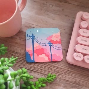 Pastel Sky Coaster – Cute Home Accessories – Home Décor – Aesthetic – Colourful – Cork Backed