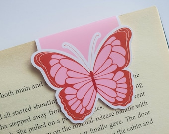 Butterfly Magnetic Bookmark – Book Accessories – Page Saver – Colourful – Page Clip - Cute - Reading Gift - Book Lover - Pink and Red - Bugs