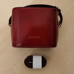 Reddish Brown Hard Leather Camera Case for Rollei 35