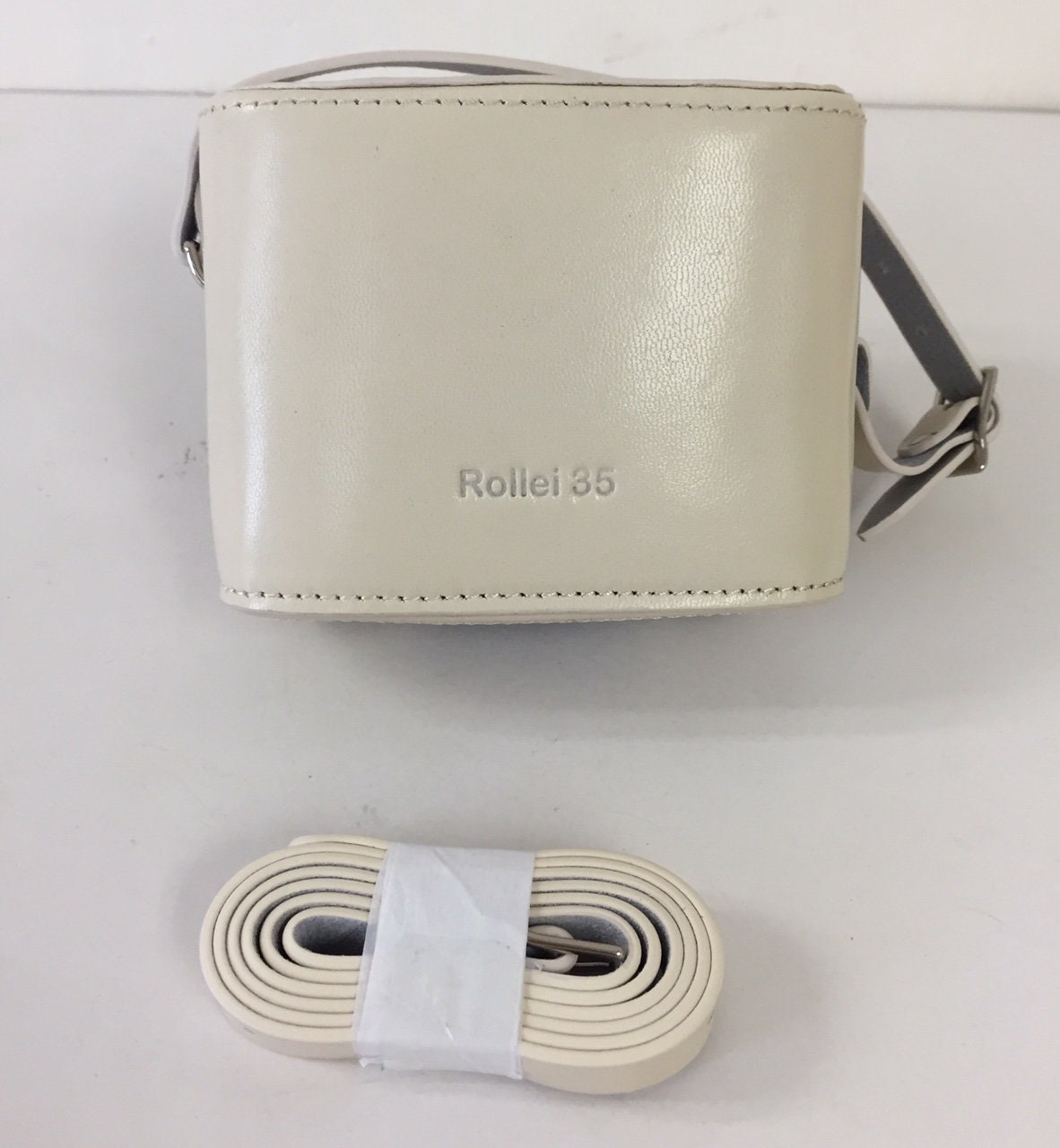 White Leather Camera Case for Rollei 35 Series: Hard Protective Cover