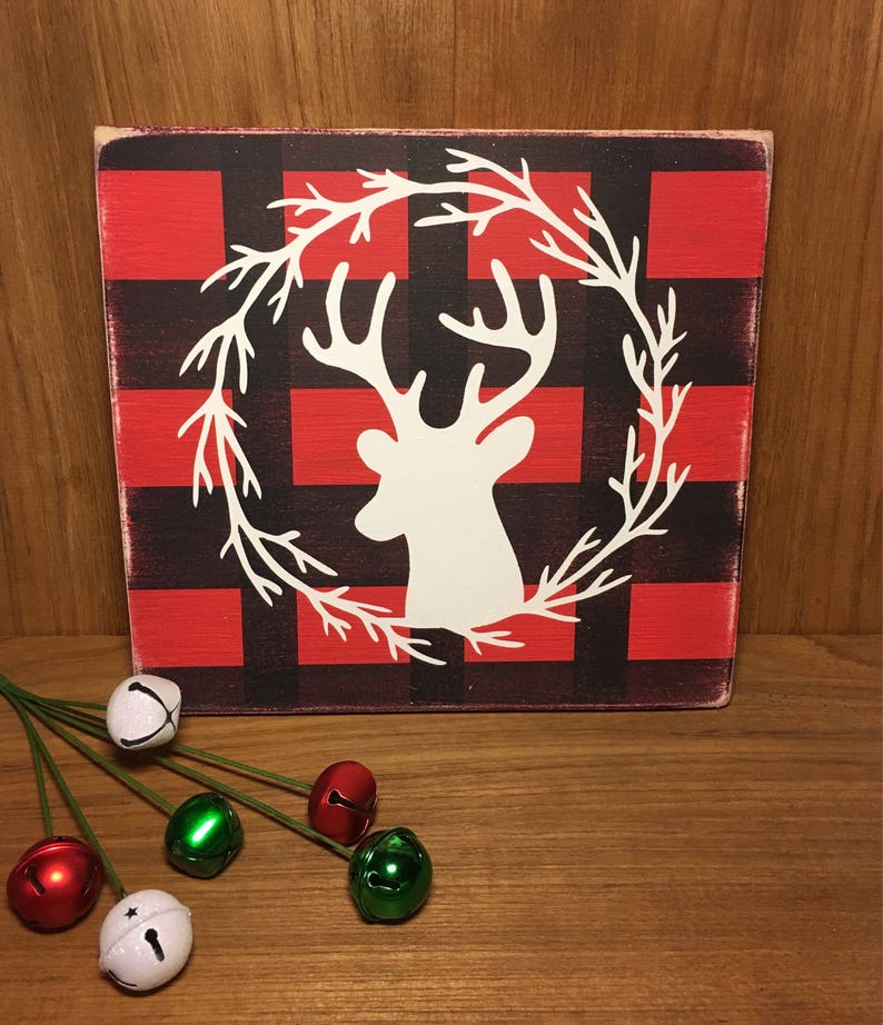Buffalo Plaid Deer holiday deer decor Christmas plaid deer Etsy