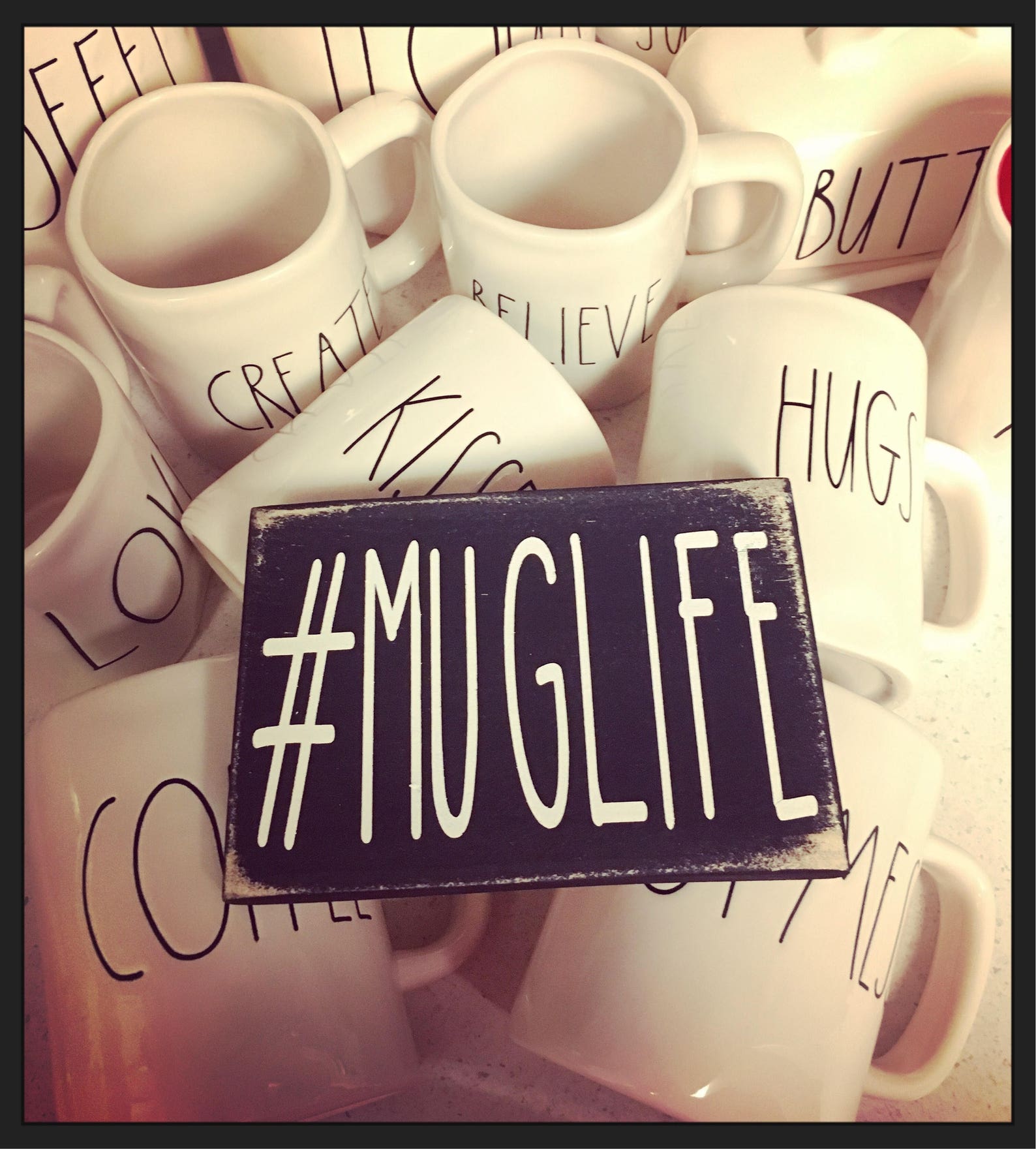 Muglife Hashtag Muglife Mini Wood Sign Rae Dunn Mugs Mug Etsy