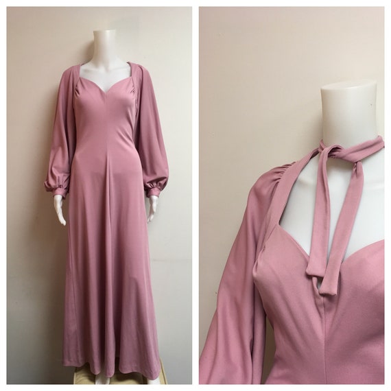 Romantic Vintage 1970’s Mauve Maxi-Dress, Young In