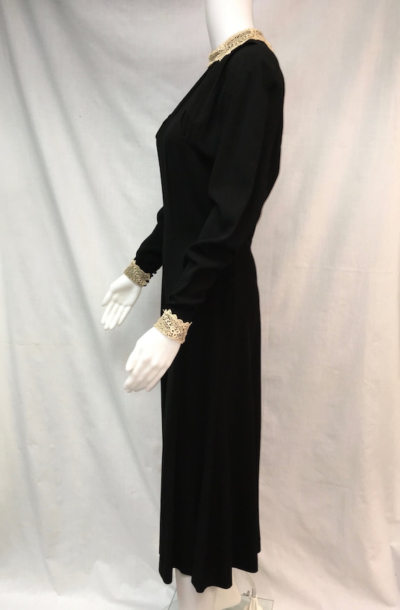 Elegant Antique 1930's Black Crepe Cocktail Dress… - image 2