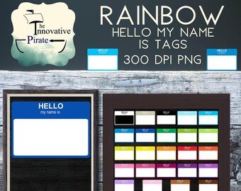 Hello My Name Is Tags Clipart Pack - name tags clip art - colorful name tags - rainbow nametag - hello i'm - party clipart - birthday -