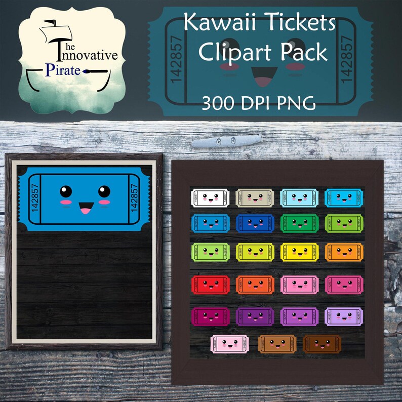 Kawaii Tickets Clipart Pack Kawaii Kino Tickets Movie Etsy.de