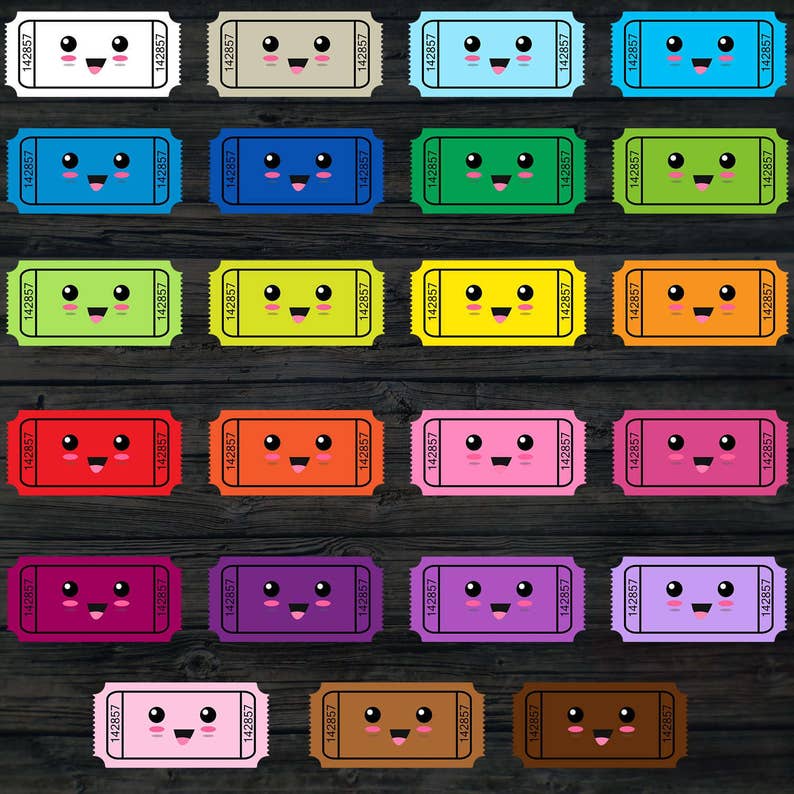 Kawaii Tickets Clipart Pack Kawaii Kino Tickets Movie Etsy.de