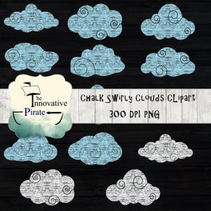 Chalk Swirly Clouds clipart - Chalk clouds clip art - chalkboard favor tags - chalk texture cupcake toppers -chalk baby shower - babyshower