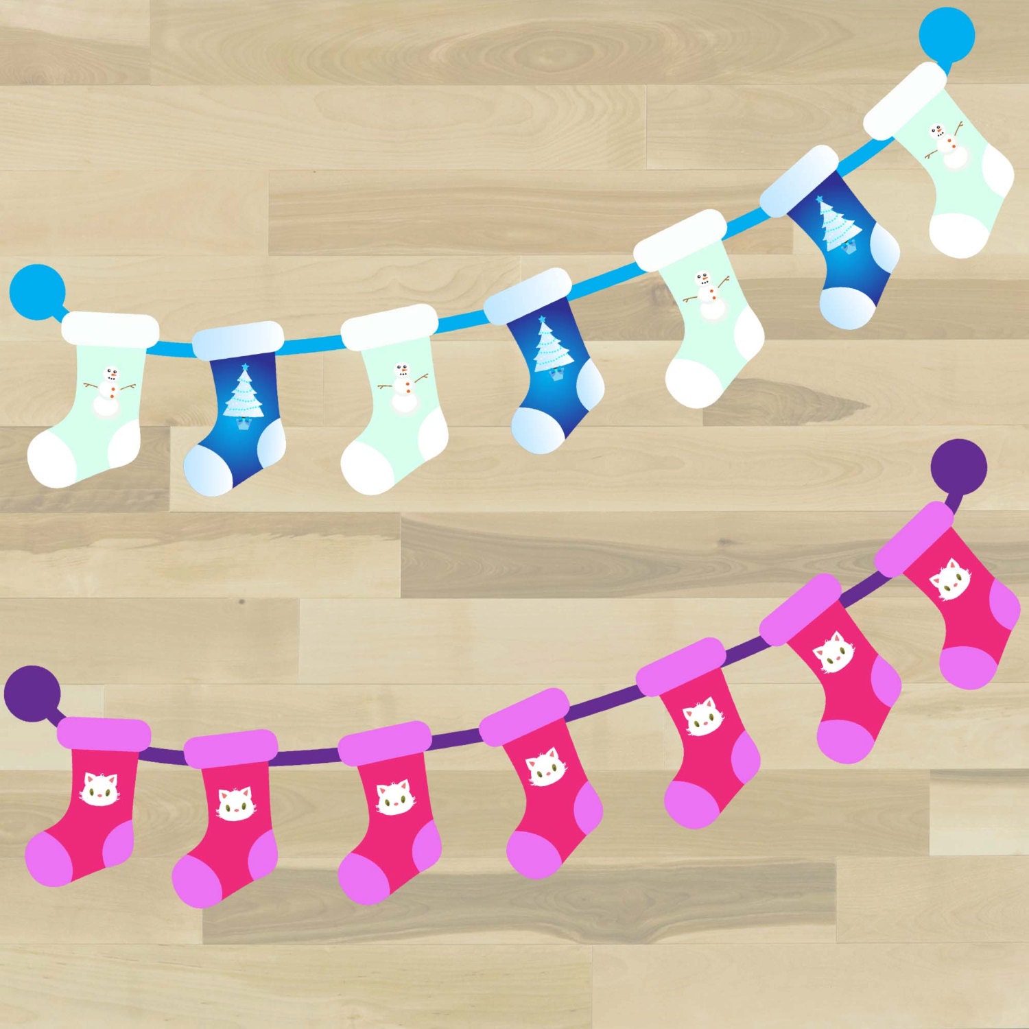 Christmas Stocking Banner Clipart Holiday Stockings Clipart Etsy