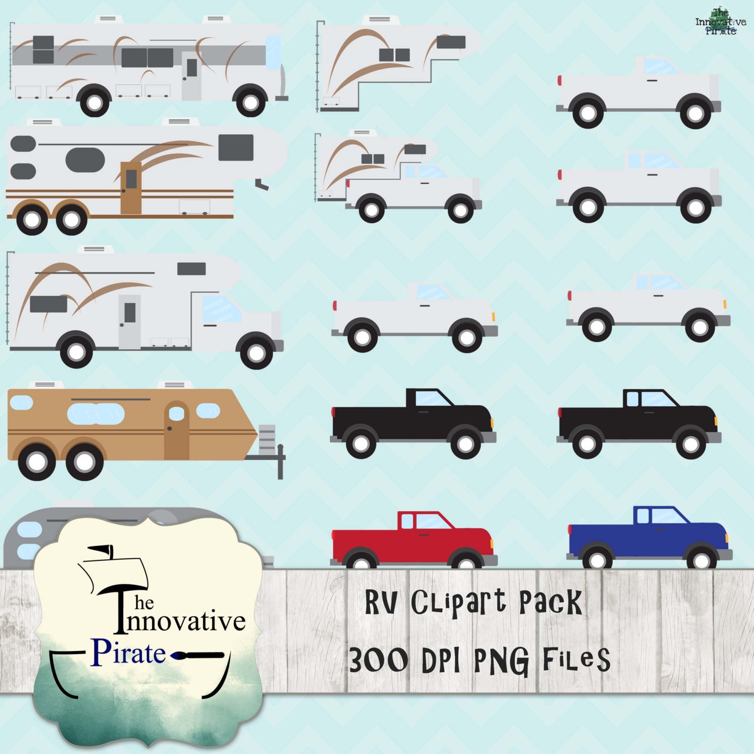 RV Clipart Pack - Camping Clipart - Recreational Vechicles Clipart ...