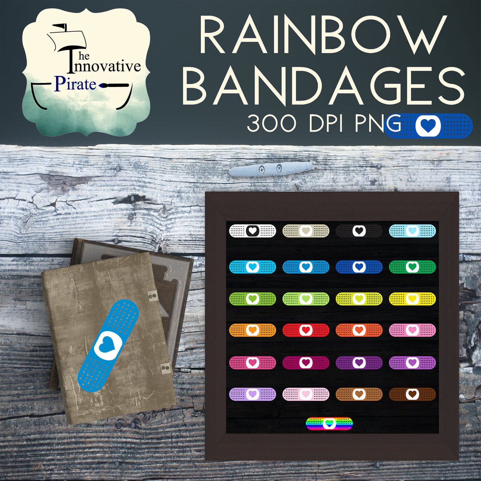 Rainbow Bandages Clipart Pack - Band-aid Clip Art - Bandaid Favor Tags ...