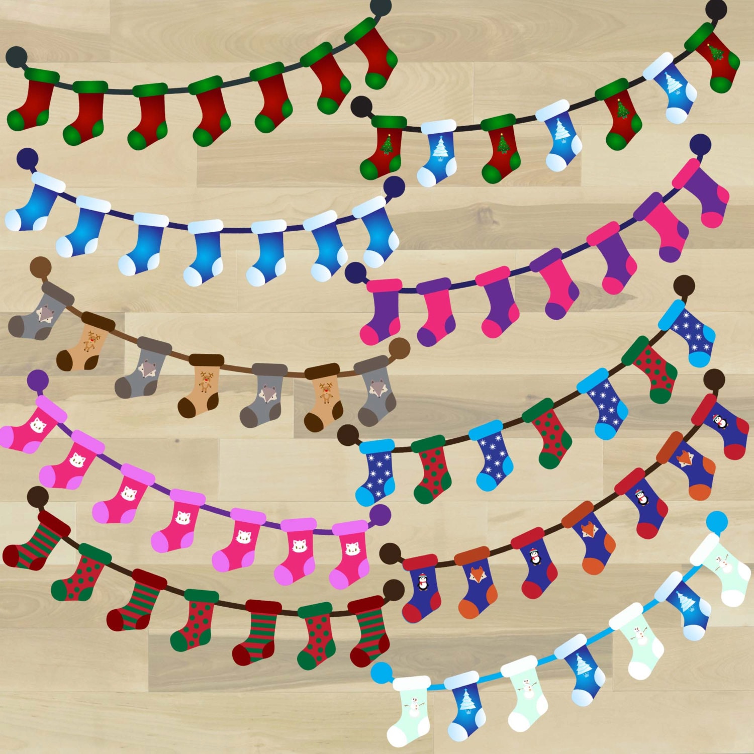 Christmas Stocking Banner Clipart Holiday Stockings Clipart Etsy