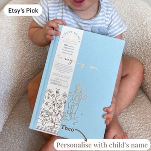 journal personnalisé pour bébé | à mon fils - livre de souvenirs pour bébé - journal guidé pour bébé - invites du journal en feuille d'or - jalon important du livre des records pour bébé