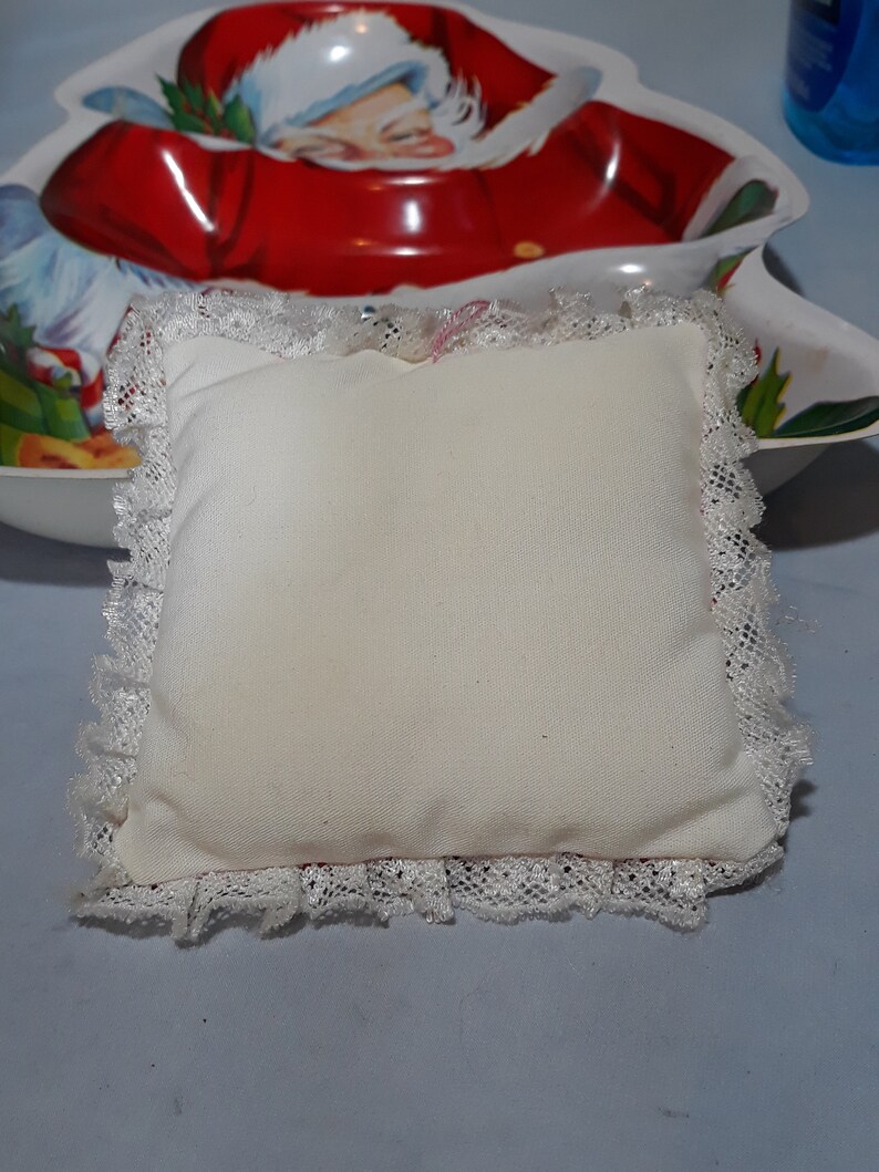 Holiday Decor Vintage Ornament Stitched Square Pillow HANDCRAFTED CHRISTMAS ORNAMENT Yellow Yarn Angel Christmas Tree ornament
