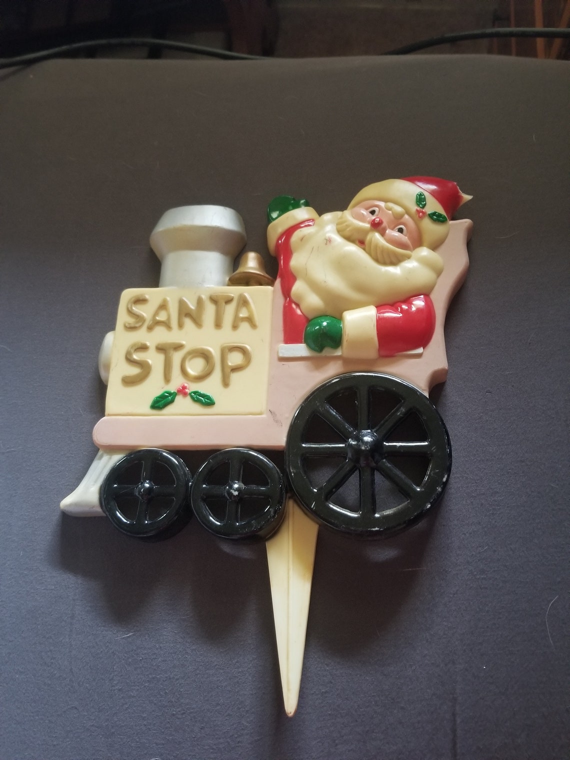 Vintage Hard Plastic CHRISTMAS YARD STAKE Santa Claus Yard Etsy