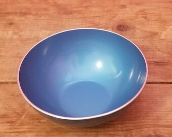 Simple Small Mid Century Modern Emalax NORWEGIAN ALUMINUM on Enamel BLUE Bowl, Vintage Minimalist M C M Accent Bowl Made in Norway