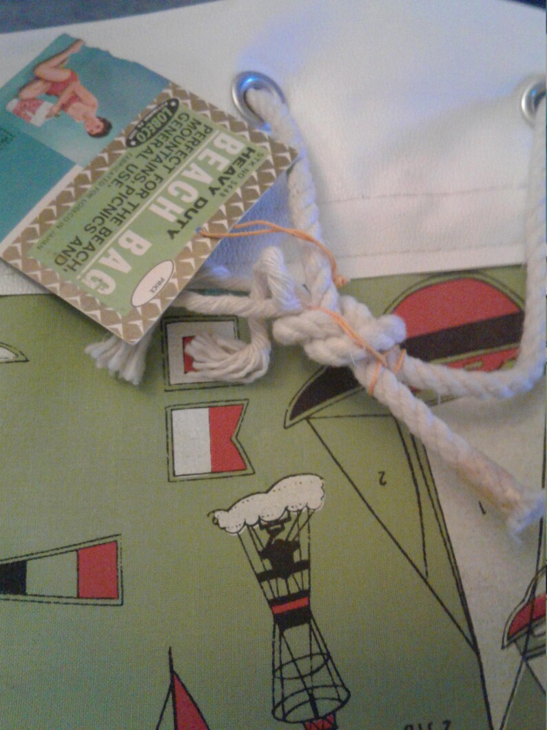 Vintage heavy duty BEACH BAG by Lobeco made in Japan tag still attached