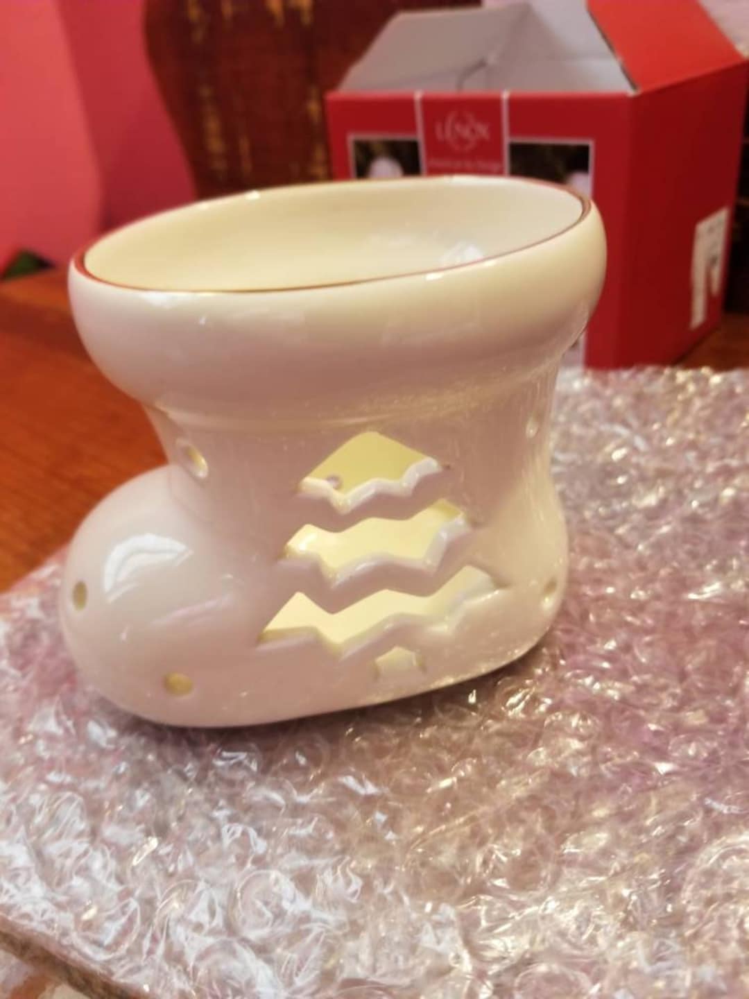 Lenox American by Design Holiday Porcelain CHRISTMAS Stocking TEALIGHT