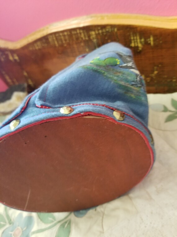 Unique HANDPAINTED DENIM Bucket PURSE by Helen, V… - image 9