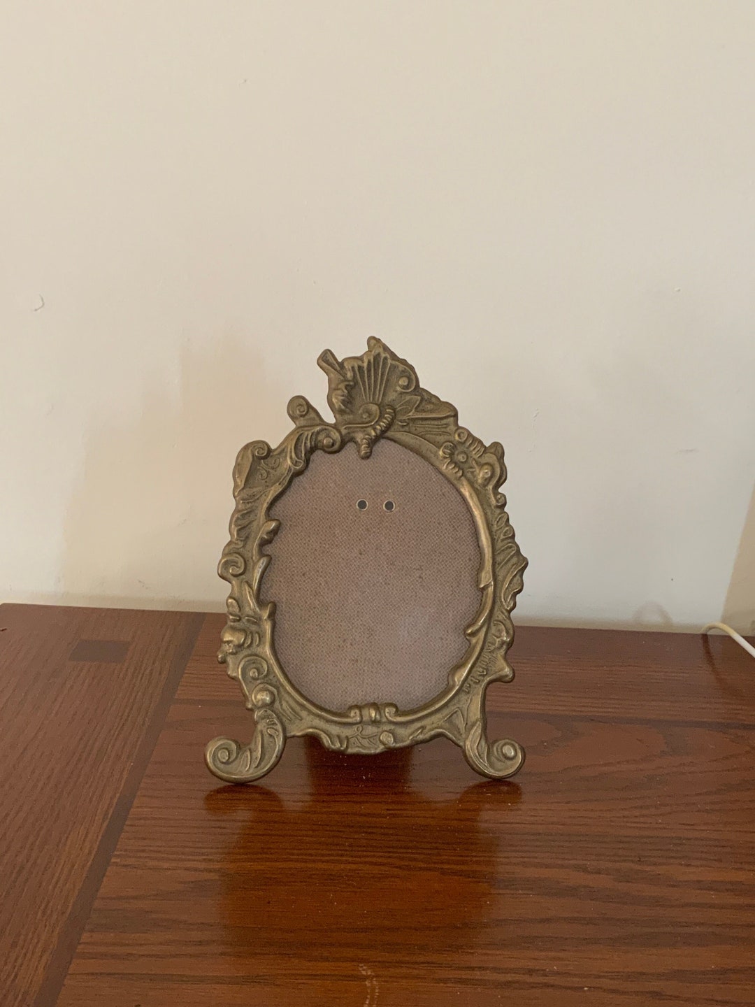 Antique Oval Footed BRASS PICTURE FRAME Made in Italy, Vintage Ornate ...