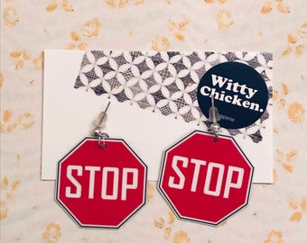 Olivia Rodrigo Traffic Sign: Stop Sign Earrings Stop Sign Road Sign Dangle Earrings Fashionable Accessory Gift Road Sign Earrings