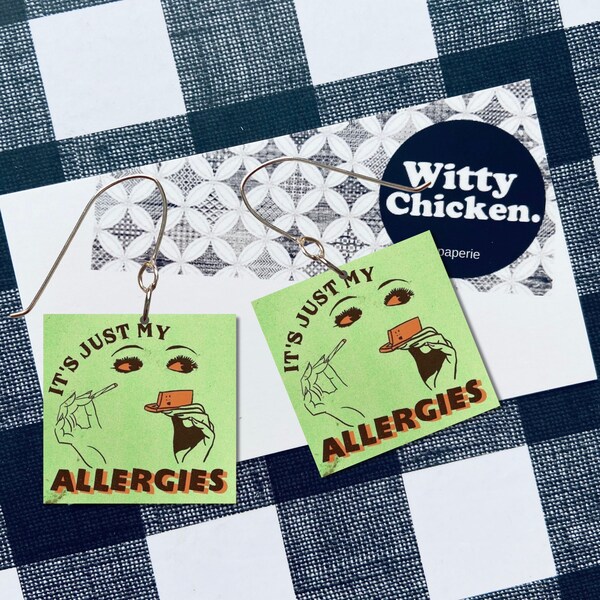 It's Just My Allergies Earrings, Weed Earrings, Marijuana Earrings, 420, Get High, Im High Earrings, Funny, Offensive