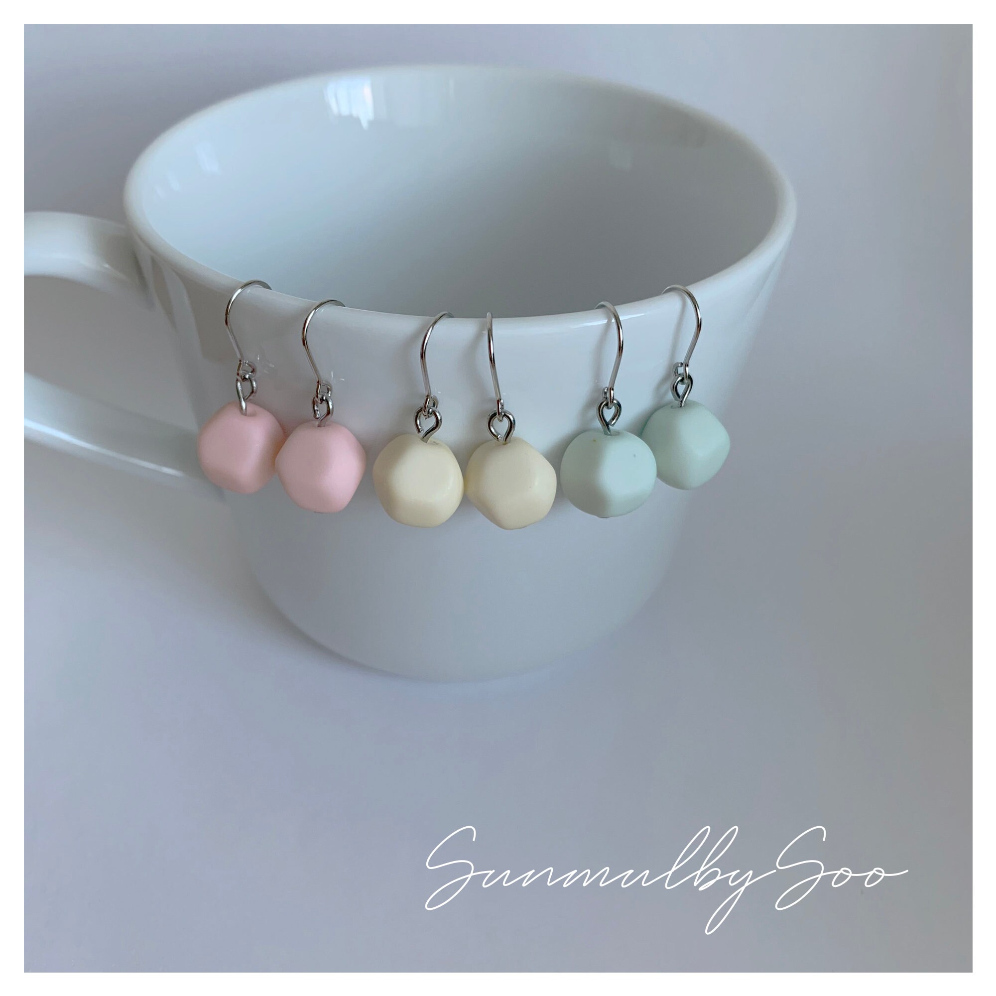 Cute Small Tiny Pastel Color Earrings Mini Kawaii Simple | Etsy