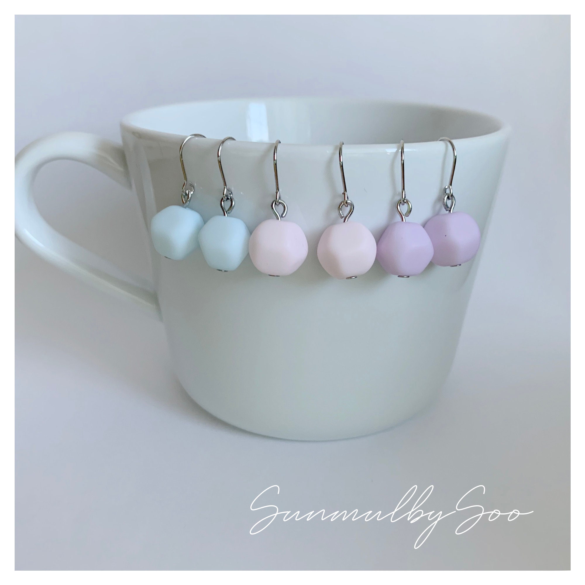 Cute Small Tiny Pastel Color Earrings Mini Kawaii Simple | Etsy