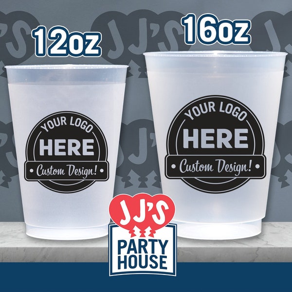 Custom Frosted Cups, Printed Birthday, Wedding, Graduation and Special Occasion Party Frosted Flex Shatterproof Cups (One Color Print Only)