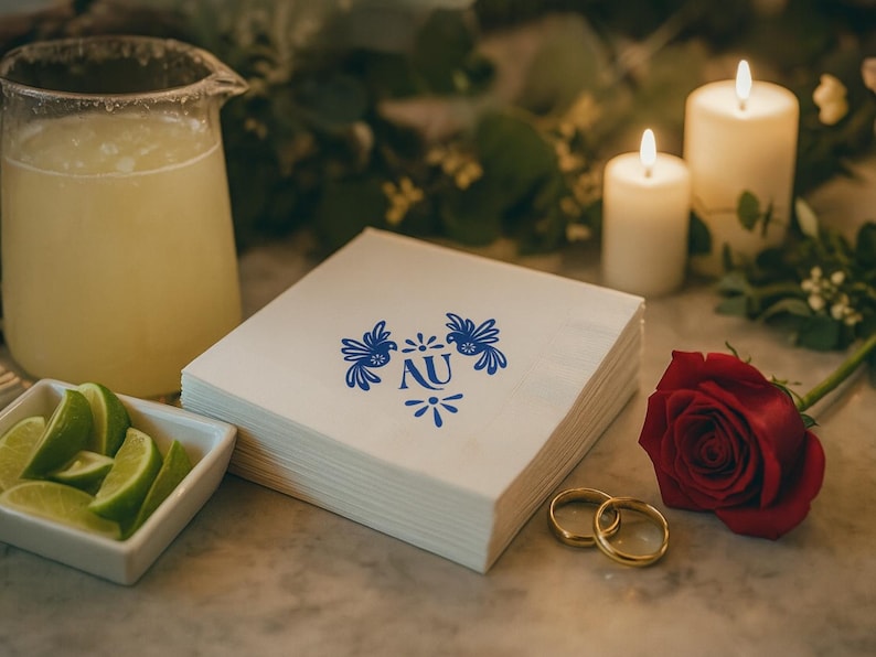 Personalized Mexican Love Birds Wedding Napkins: Fiesta Theme image 4