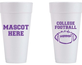 Football Tailgate Personalized Custom Printed Foam Cups for Gameday Events - 2 Sided, Fraternity, Sorority Party Cups