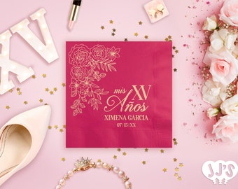 Custom Mis Quinceanera Napkins: Tiara Birthday Party Decor