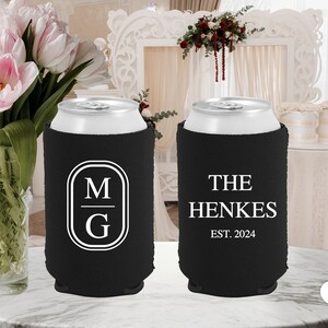 Oval Monogram Wedding Can Coolers