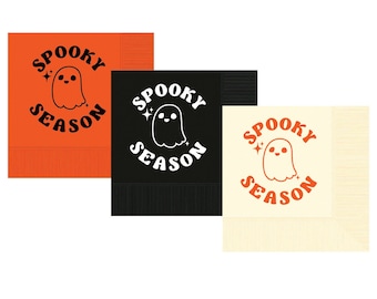 Spooky Season Halloween Custom Printed & Personalized Beverage Napkins for Your Halloween Party