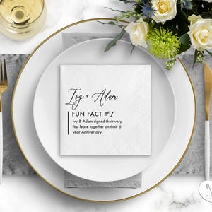 Fun Fact Calligraphy Custom and Personalized Wedding, Engagement or Rehearsal Dinner Beverage Napkins