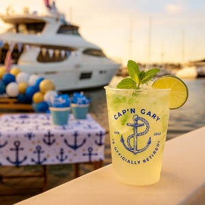 Boat Captain Retirement Custom Printed Party Frosted Flex Shatterproof Cups (One Color Print Only) 12oz and 16oz