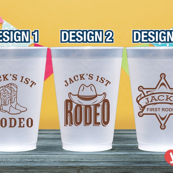 Baby's First Rodeo Party Custom Frosted Cups (One Color Print Only)