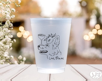 Custom Dog Wedding Cups - Illustrated Pet Favors, Bridal Shower Decor