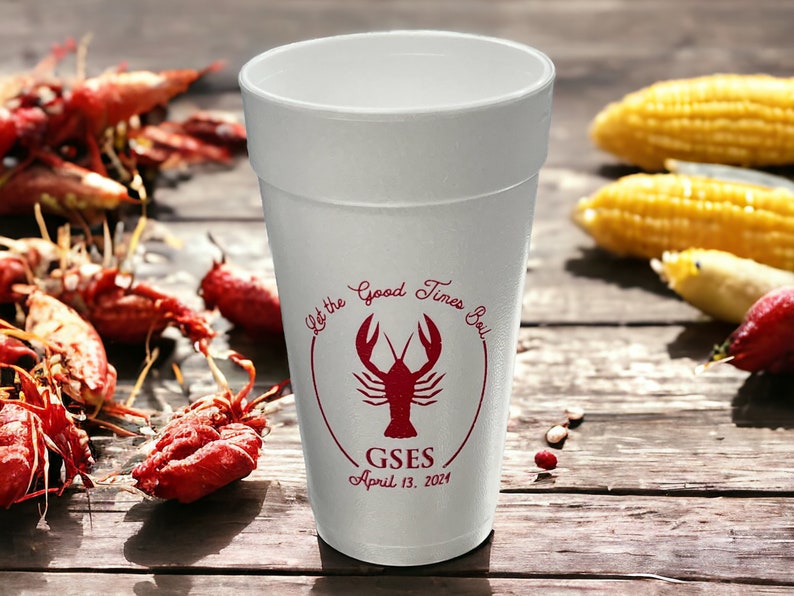 Custom Foam Cups - Crawfish boil party cups - JJ's Party House McAllen