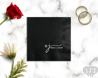 Chic Elegance: Custom Printed Wedding Cocktail Napkins - Elevate Your Soirées with Sophisticated and Minimalistic Designs