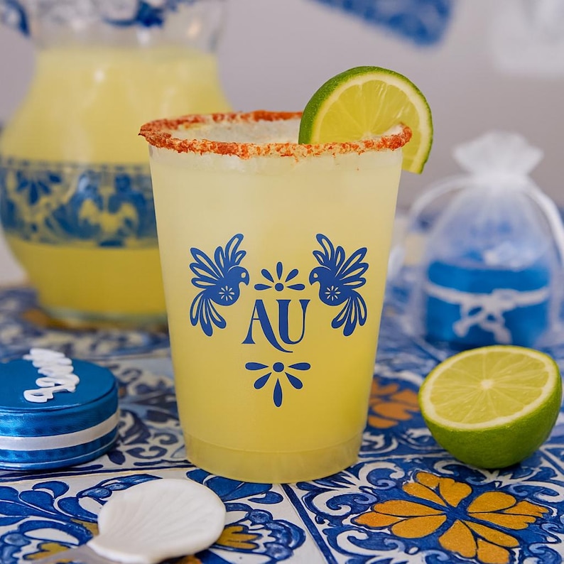 Mexican Love Birds Wedding Cups: Custom Frosted Fiesta Favors image 2