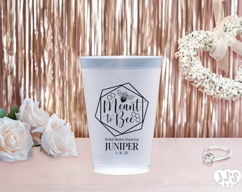 Meant to Bee Bridal Shower Personalized Frosted Plastic Cups